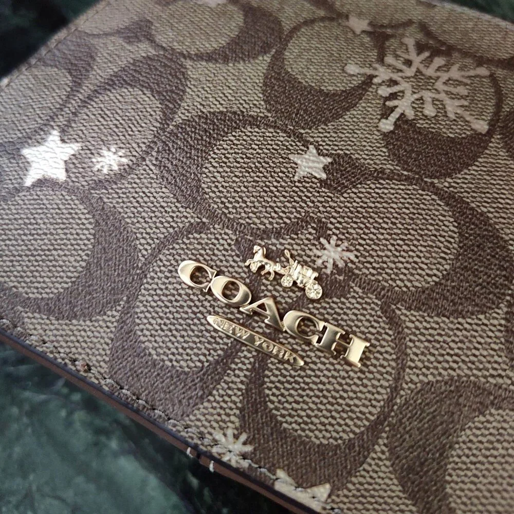 NWT Coach Mini Serena Signature Canvas Metallic Star Snowflake Bag - Picture 6 of 16